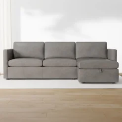Harris Leather 2-Piece Chaise Sectional w/ Storage (101"–111")