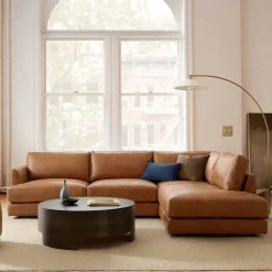 Haven Leather 2-Piece Bumper Chaise Sectional (108")