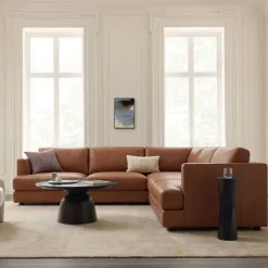 Haven Leather 3-Piece L-Shaped Sectional (106")