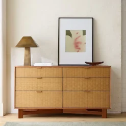 Herman Basket Woven Veneer 6-Drawer Dresser (58")
