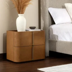 Hinsdale Vegan Leather Curved Nightstand (26"–34")