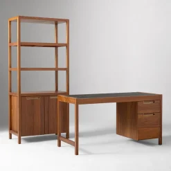 Hughes Desk with File Cabinet (56") & Tall Bookcase (34") Set