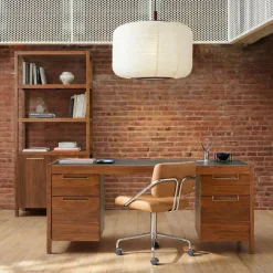 Hughes Desk with File Cabinets (68") & Tall Bookcase (34") Set