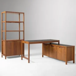 Hughes Desk with Storage Cabinet (56") & Tall Bookcase (34") Set