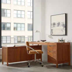 Hughes L-Shaped Desk with File & Storage Cabinets (68")