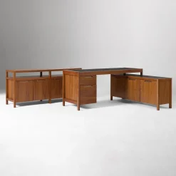 Hughes L-Shaped Desk with File & Storage Cabinets (68") & Open/Closed Storage Cabinet (66") Set