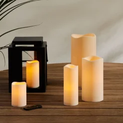 Indoor/Outdoor Wavy Edge Basic Candle - Ivory
