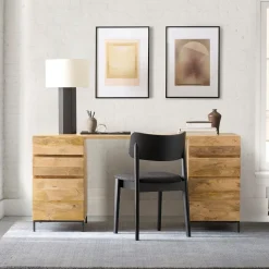 Industrial Modular Desk w/ 2 File Cabinets (64")