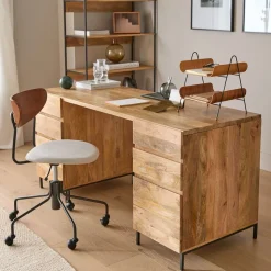 Industrial Modular Desk w/ 2 File Cabinets (64")