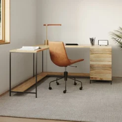 Industrial Modular L-Shaped Desk (64") & File Cabinet