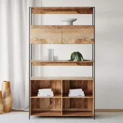 Industrial Open & Closed Storage Bookcase (48")