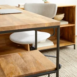Industrial Storage Modular Desk w/ Open Shelves & Bookcase (64")