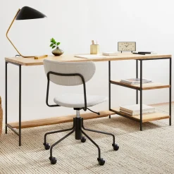 Industrial Storage 2-Piece Modular Desk w/ Open Shelves (64")