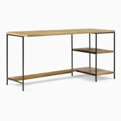 Industrial Storage 2-Piece Modular Desk w/ Open Shelves (64")