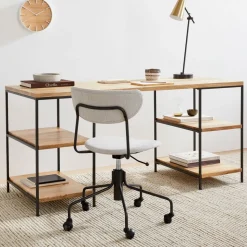 Industrial Storage 3-Piece Modular Desk w/ Open Shelves (64")