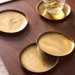 Iris Hammered Metal Coaster Sets