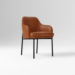Jack Leather Metal Dining Arm Chair
