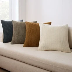Jute Simple Line Pillow Cover