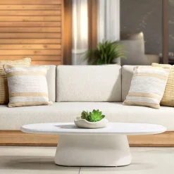Kathleen Oval Outdoor Concrete Coffee Table (55")