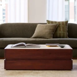 Keegan Solid Wood & Marble Storage Coffee Table (46")
