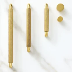 Knurled Drawer Hardware - Antique Brass
