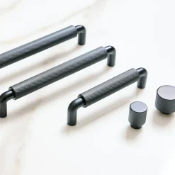 Knurled Drawer Hardware - Matte Black