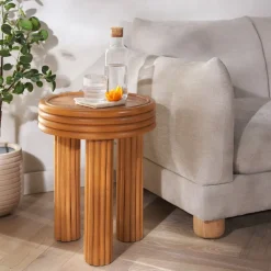 Kochi Rattan Round Accent Table (21")