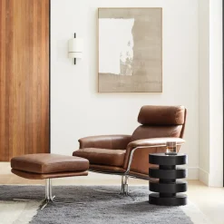 Kristoff Leather Swivel Chair & Ottoman Set
