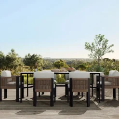 Lagos Dining Table (86") & Porto Aluminum Dining Chairs Set