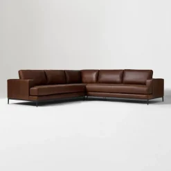 Landon Leather 3-Piece L-Shaped Sectional (102"–122")