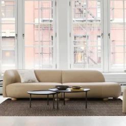 Laurent Leather 2-Piece Bumper Sofa (122.5")