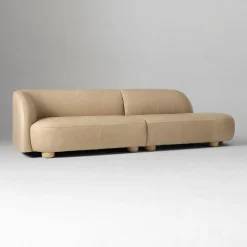 Laurent Leather 2-Piece Bumper Sofa (122.5")