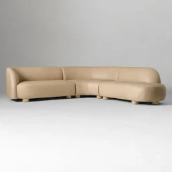 Laurent Leather 3-Piece Bumper Chaise Sectional (111.5")