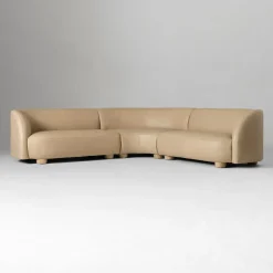 Laurent Leather 3-Piece L-Shaped Wedge Sectional (111.5")