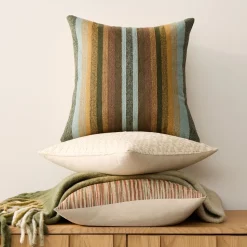 Layered Striated Stripe Pillow & Throw Set