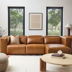 Leo Motion Reclining Leather 3-Piece Reversible Chaise Sectional (125")