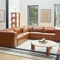Leo Motion Reclining Leather 5-Piece L-Shaped Sectional (119")