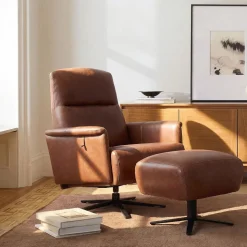 Levy Leather Recliner & Ottoman Set