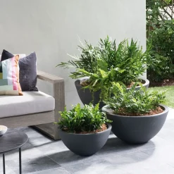 Lightweight Grooved Indoor/Outdoor Bowl Planters