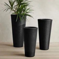 Lightweight Grooved Round Tapered Indoor/Outdoor Planters
