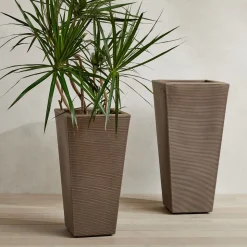 Lightweight Grooved Tapered Indoor/Outdoor Planters