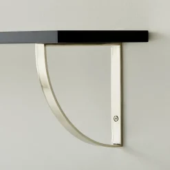Linear Black Lacquer Wall Shelves with Arch Brackets