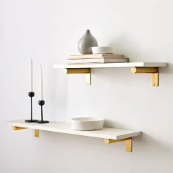 Linear White Lacquer Wall Shelves with Jordan Brackets