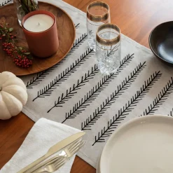 Little Korboose Black Feather Table Runner