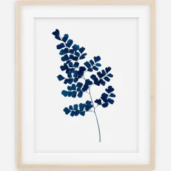 Living Pattern Framed Print - Indigo Maidenhair Fern No. 2
