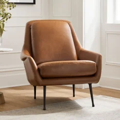 Lottie Leather Chair - Metal Legs