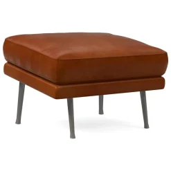 Lucia Leather Ottoman - Metal Legs