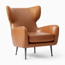 Lucia Leather Wing Chair - Metal Legs
