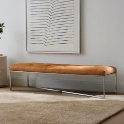 Maeve Rectangle Leather Bench