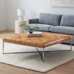 Maeve Square Leather Ottoman